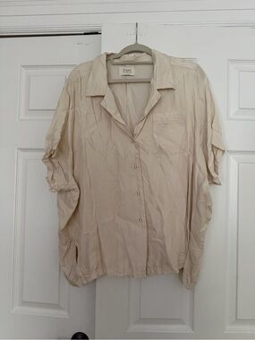 DISSH Cream Button-Up Silk Blend Shirt